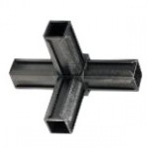 T-Stück Rohrverbinder mit einem Abgang für Quadratrohr 20 x 20 mm Außenmaß, Wandstärke 1,5 mm, Schwarz
