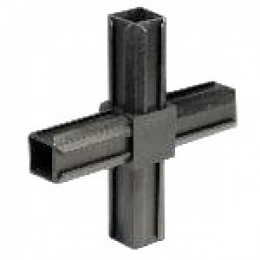 Kreuzstück Rohrverbinder für Quadratrohr 20 x 20 mm Außenmaß, Wandstärke 1,5 mm, Schwarz