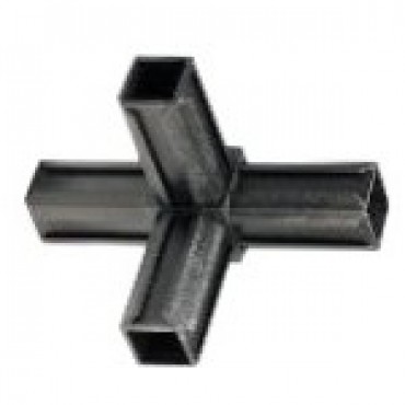 T-Stück Rohrverbinder mit einem Abgang für Quadratrohr 25 x 25 mm Außenmaß, Wandstärke 1,5 mm - 2 mm, Schwarz
